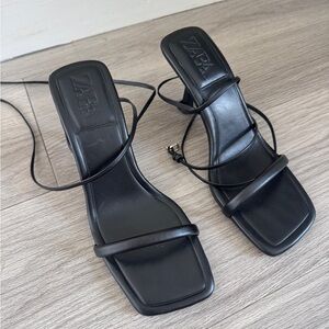 Zara Black Stiletto Heels with Sleek Straps